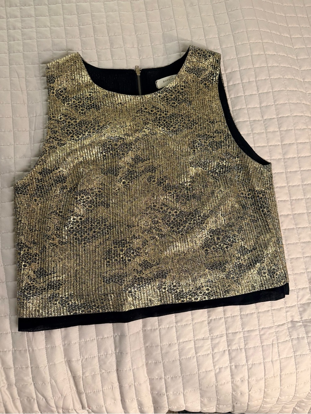 Sophie Rue Gold Animal Print crop top Size Medium